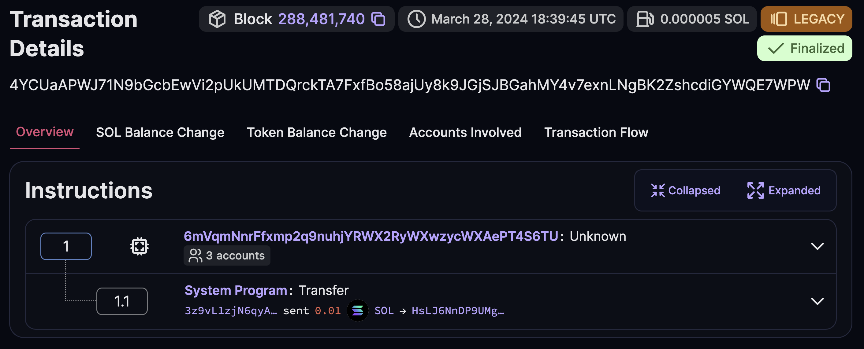 Transaction details